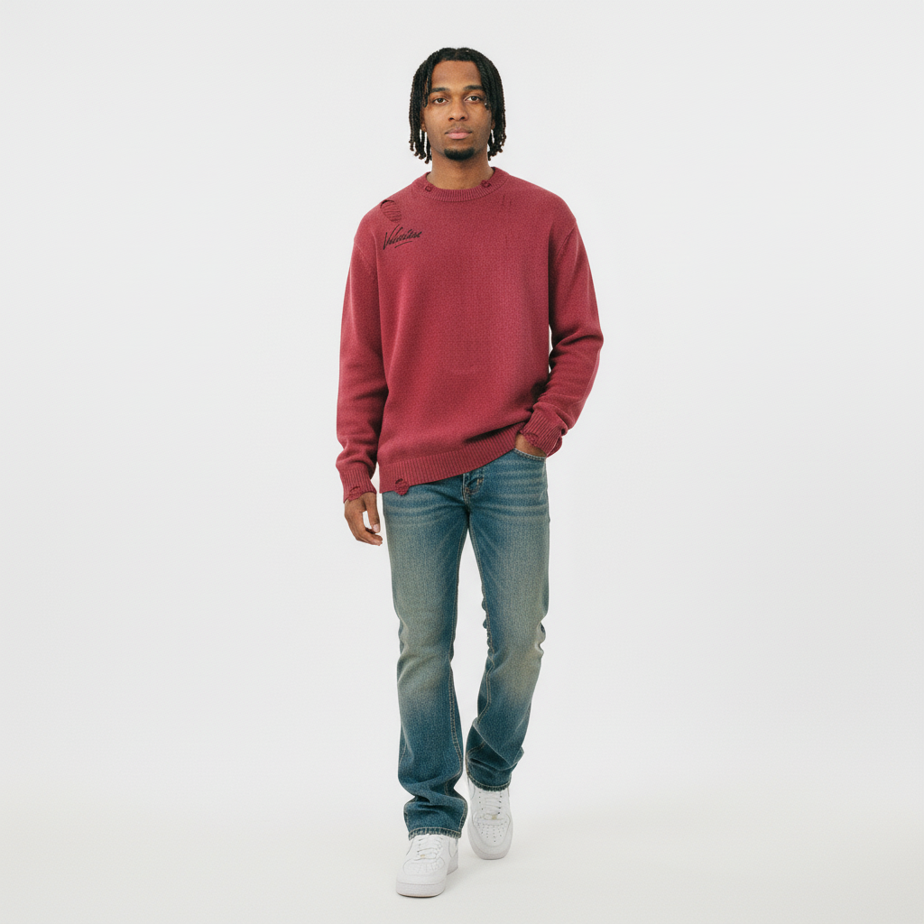 Distressed Ripped Crewneck sweater