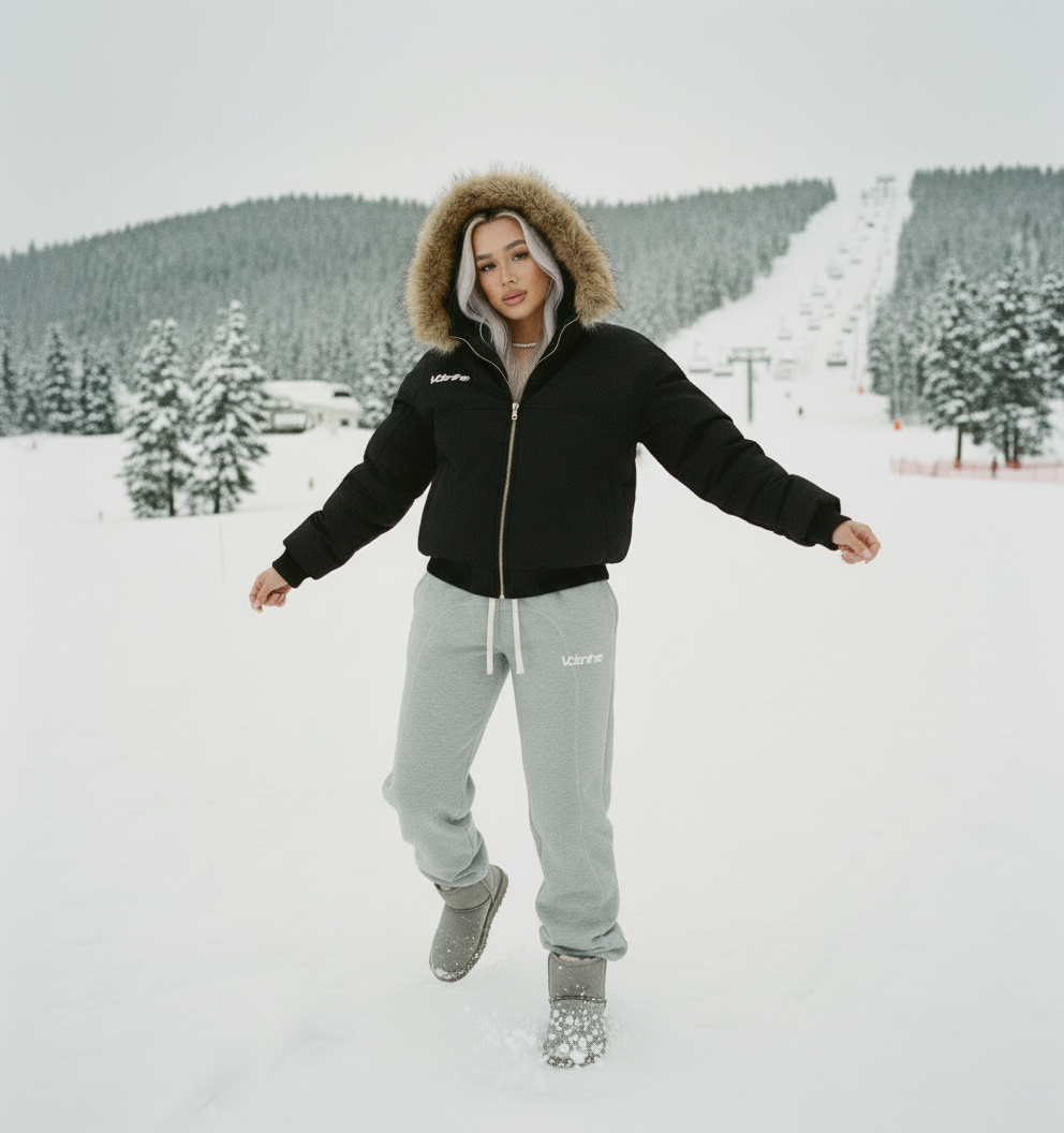 Womans Boxy Detachable Fur Hoodie
