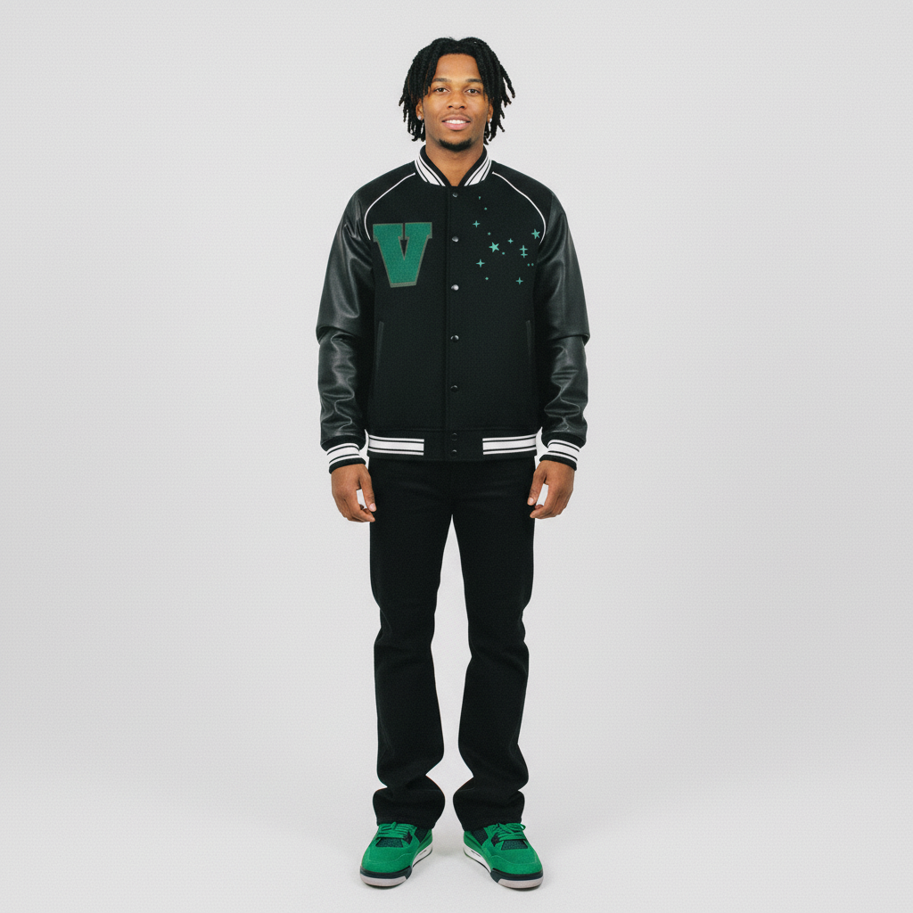 Valentine Varsity Jacket - Green Dreams