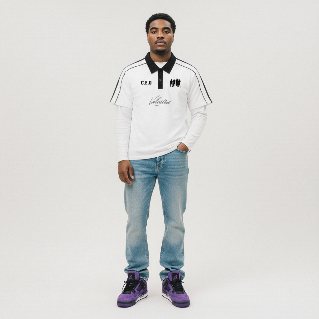 Valentine Contrast Collar Short-Sleeve Polo Shirt